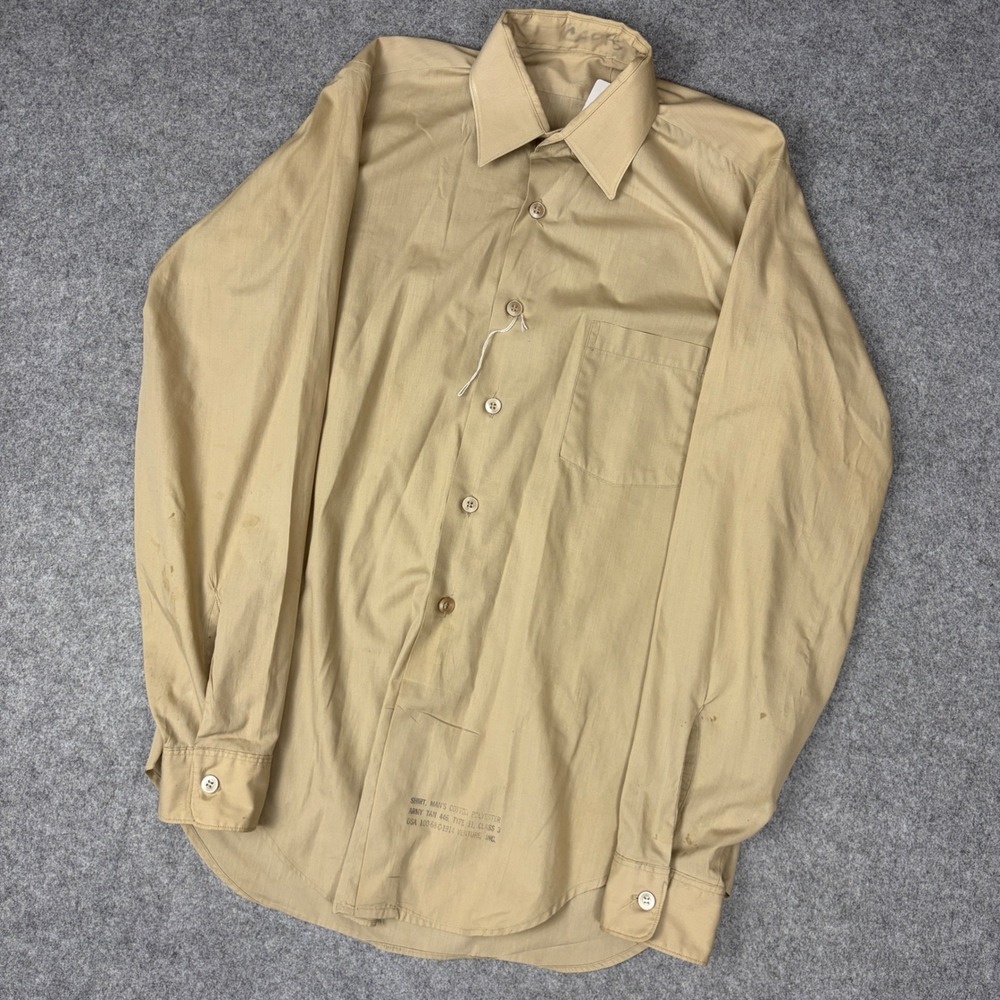Vintage 1968 US Army Tan 446 Military Shirt Type II Class 3 DSA 100-68-C-1914